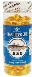 鱼肝油(维生素A与D, 160 softgels)