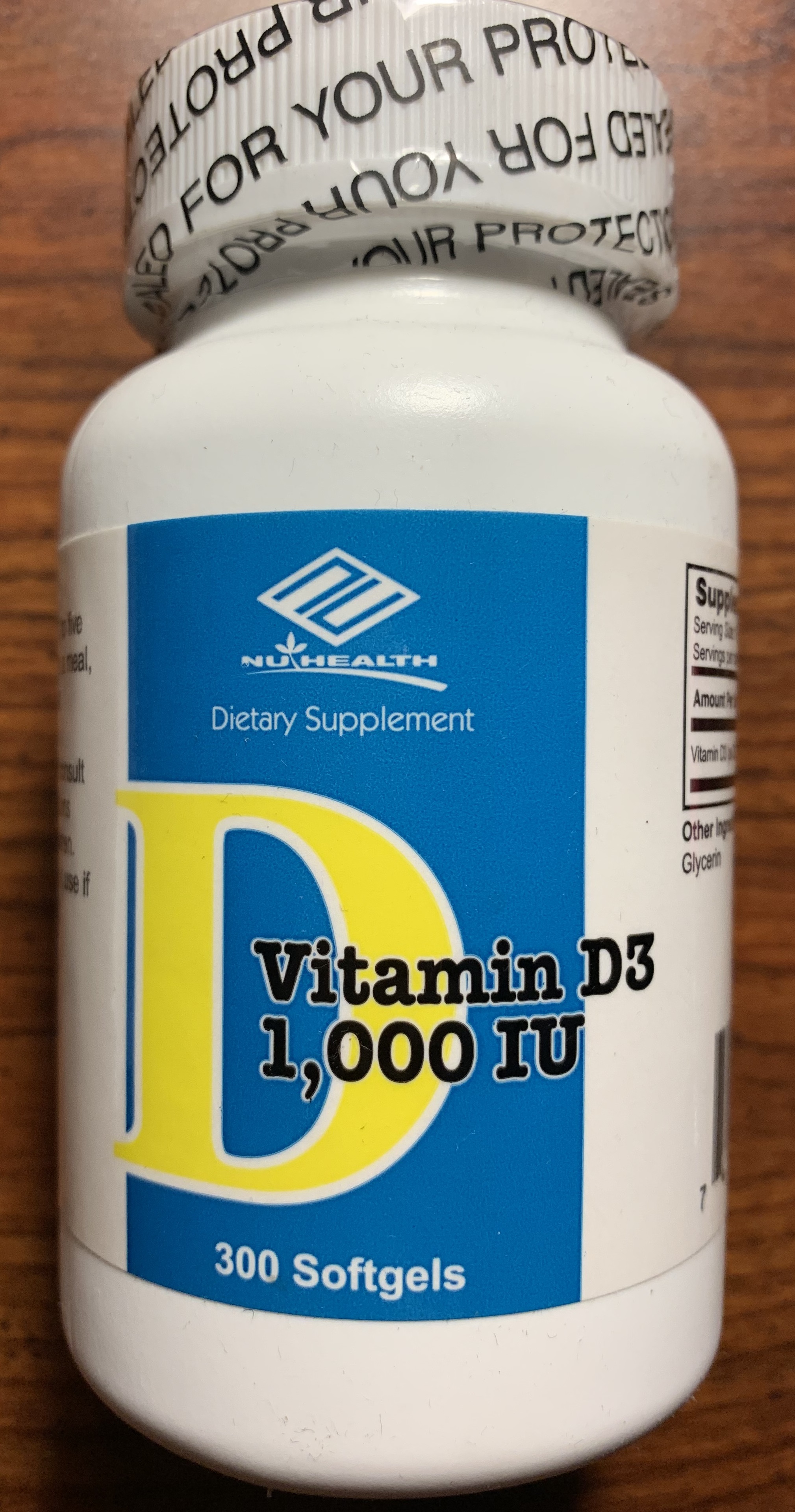Vitamin D3 (1000IU, 300 softgels)